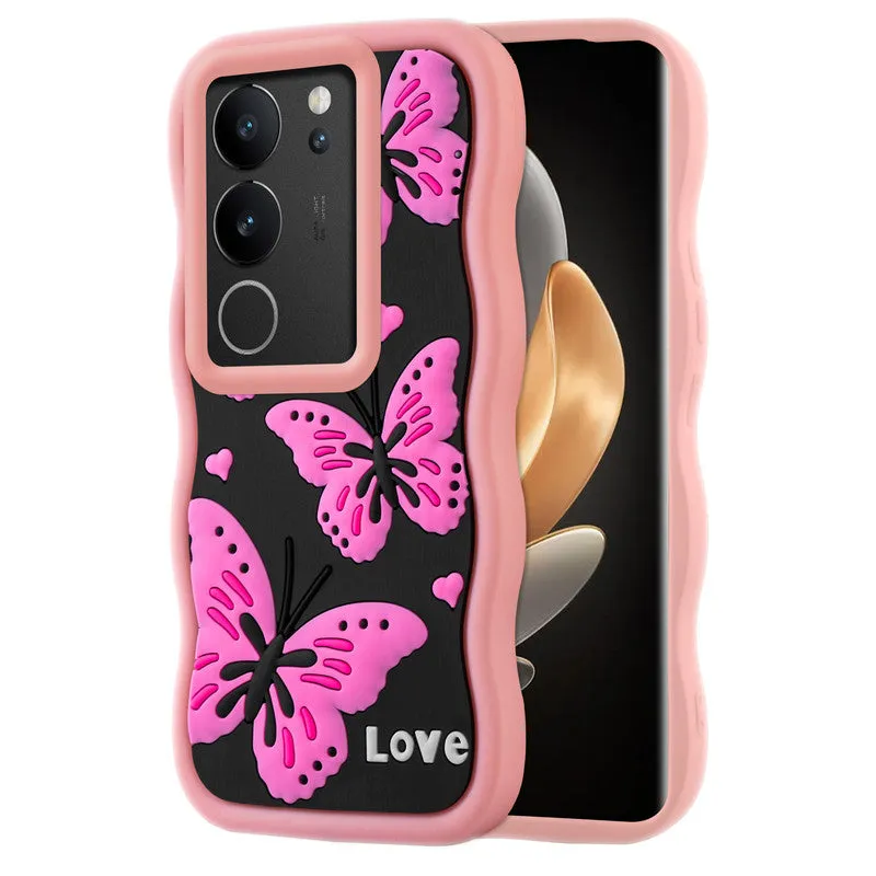 3D Soft Silicone Wave Edges Mobile Back Case For Vivo V29 5G