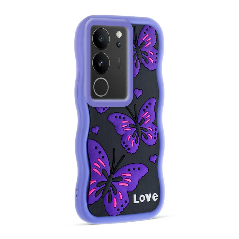 3D Soft Silicone Wave Edges Mobile Back Case For Vivo V29 5G