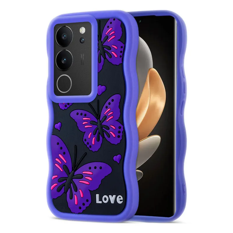 3D Soft Silicone Wave Edges Mobile Back Case For Vivo V29 5G