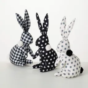 8.5"H Sullivans Patterned Textile Bunny Set of 3, Multicolored