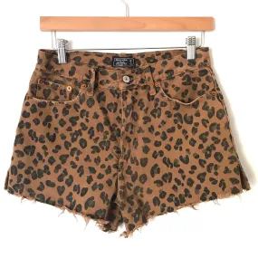 Abercrombie & Fitch Leopard Print High Rise Denim Cutoff Shorts- Size 26/2