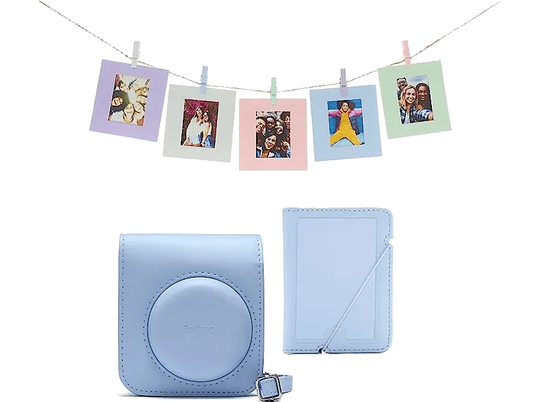 Accesorio cámara instantánea - Fujifilm Kit Instax Mini 12, Funda, 10 sobres, Cuerda,  Azul