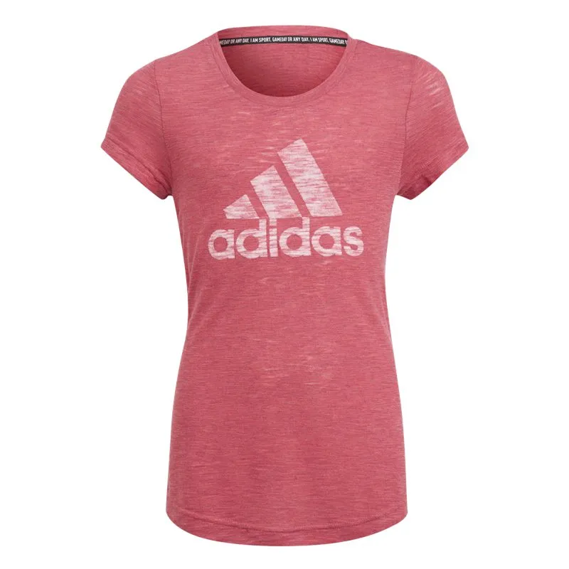 adidas Must Haves Tee - Girls - Wild Pink Melange/White