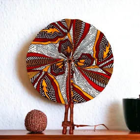 African Hand fan - Ankara print Hand fan - Amma - Red / white