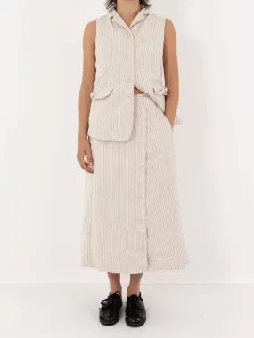 Album Di Famiglia Wrap Skirt, Natural Pinstripe