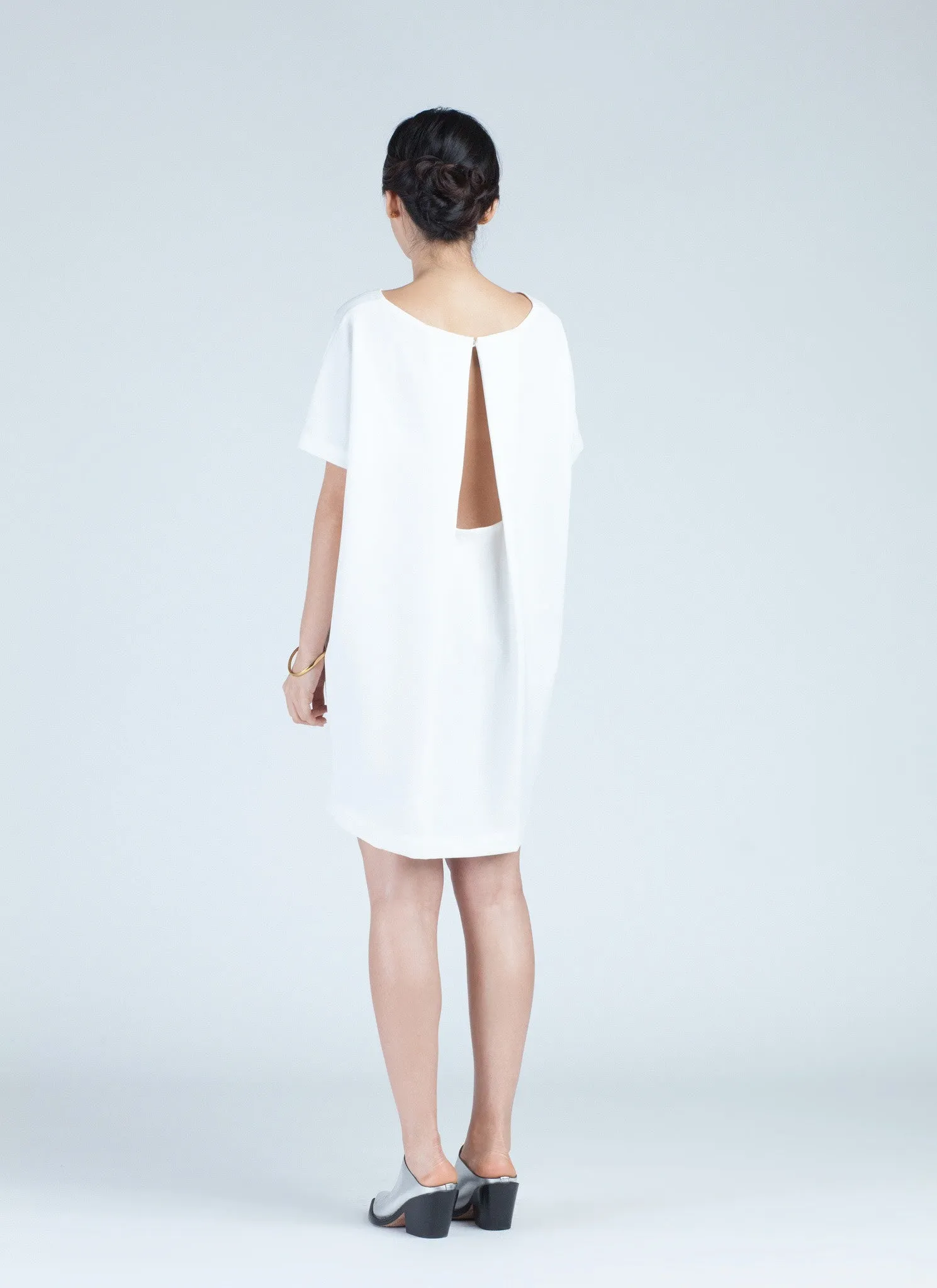 Angle Mini Dolman Open Back Dress - White