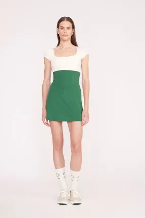 BACKSPIN DRESS | COURT GREEN IVORY