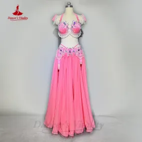 Belly Dance Performance Suit for Adult Children Customsized Bra split Long Skirt 2pcs Female Oriental Dance Professional Outfit