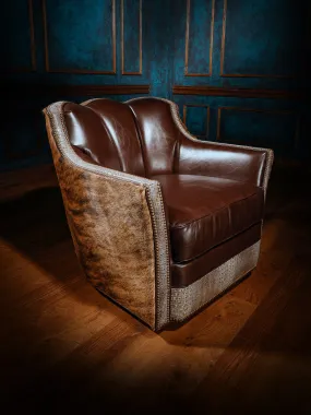 Big Cowboy Western Leather Swivel Chair