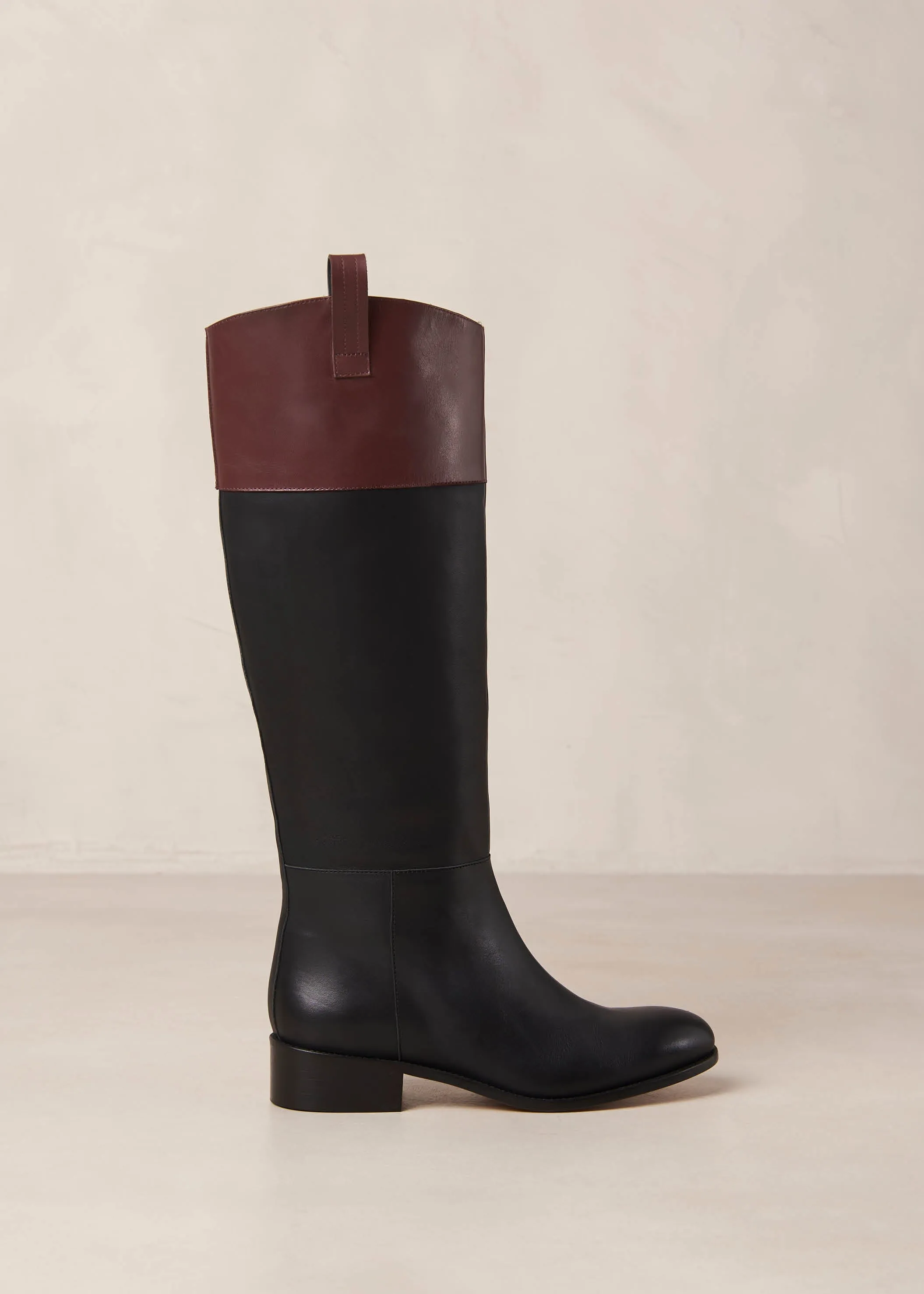 Billie Bicolor Black Burgundy Leather Boots