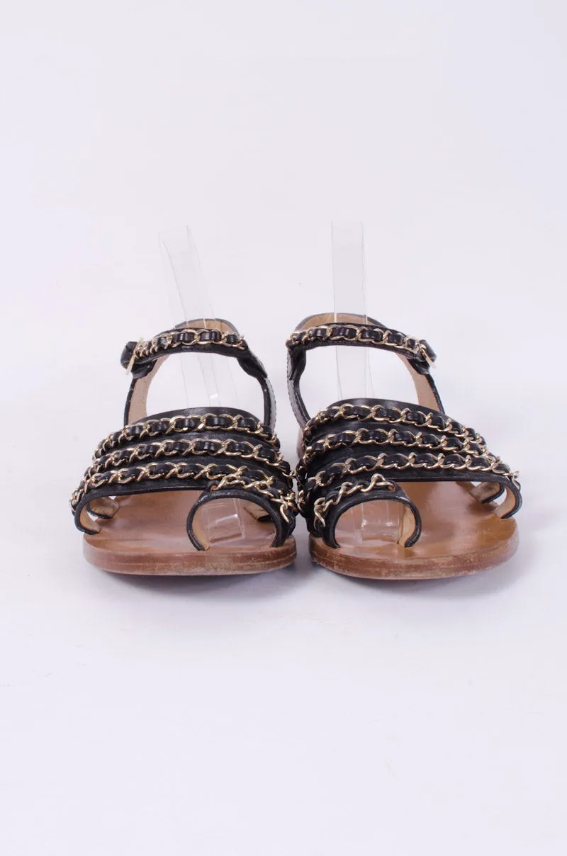 BLACK CHAIN SANDALS