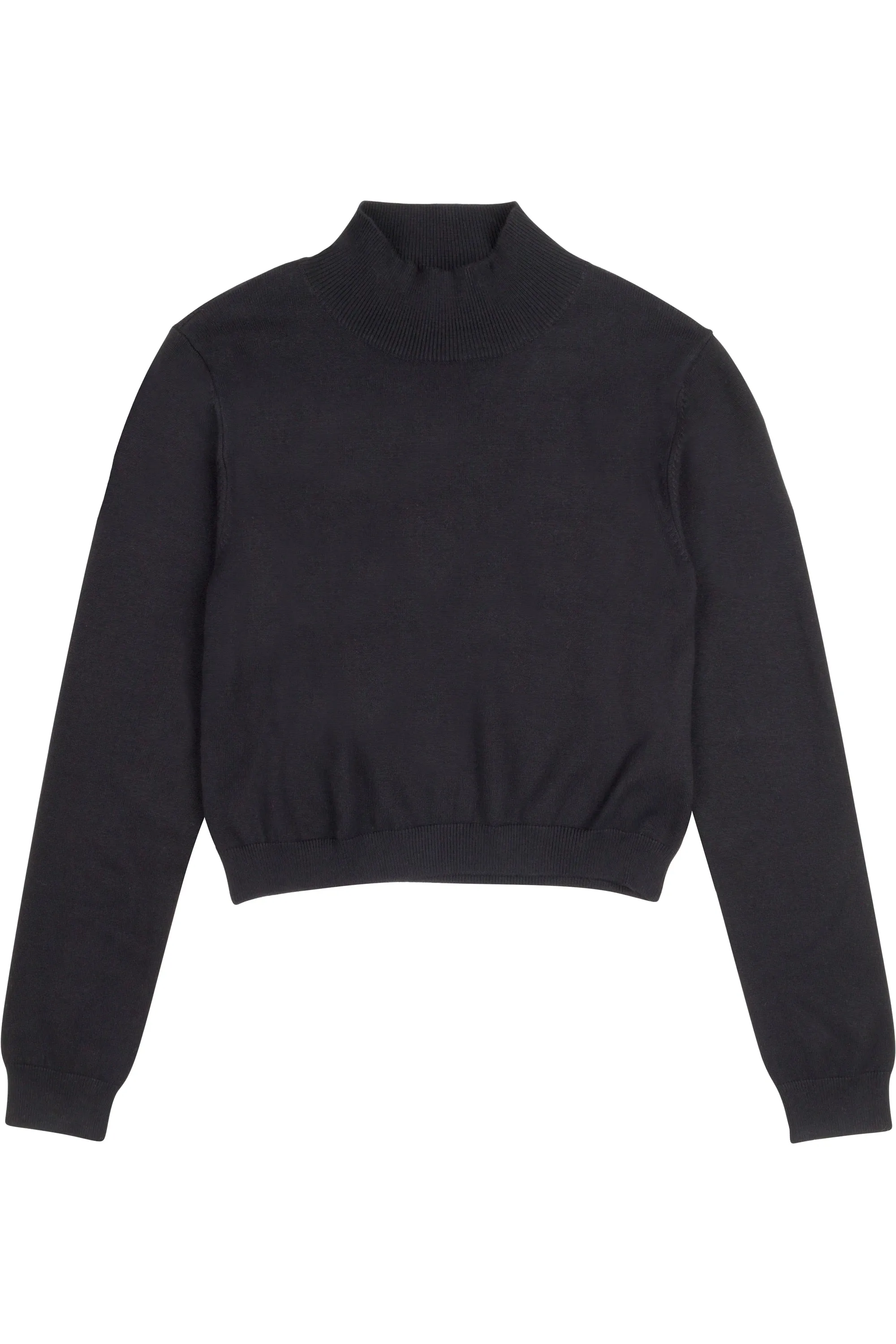 Black Mock Neck Crop Viscose Sweater