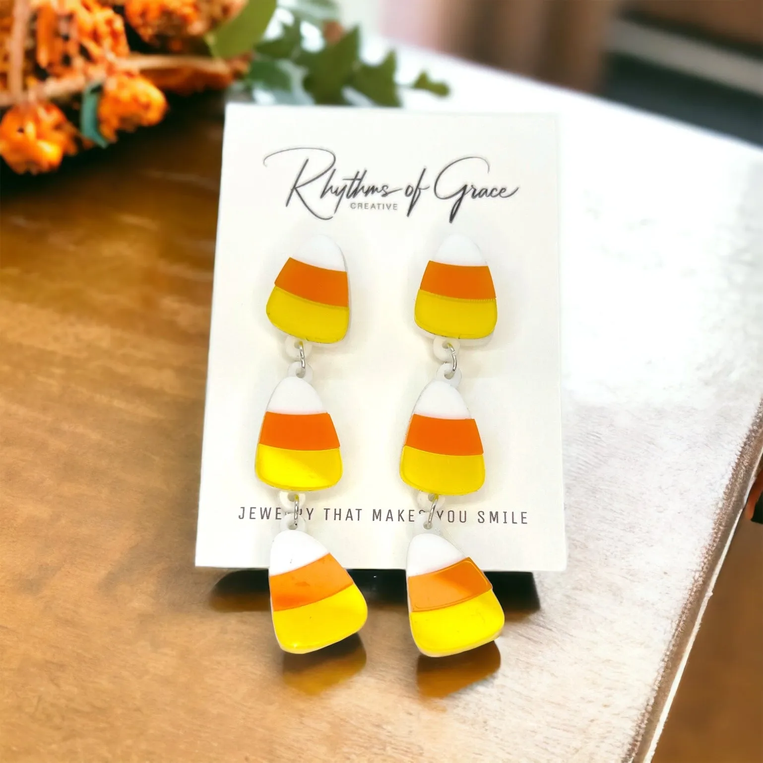 Candy Corn Earrings - Halloween Earrings, Halloween Candy, Not So Scary, Halloween Earrings, Candycorn Earrings