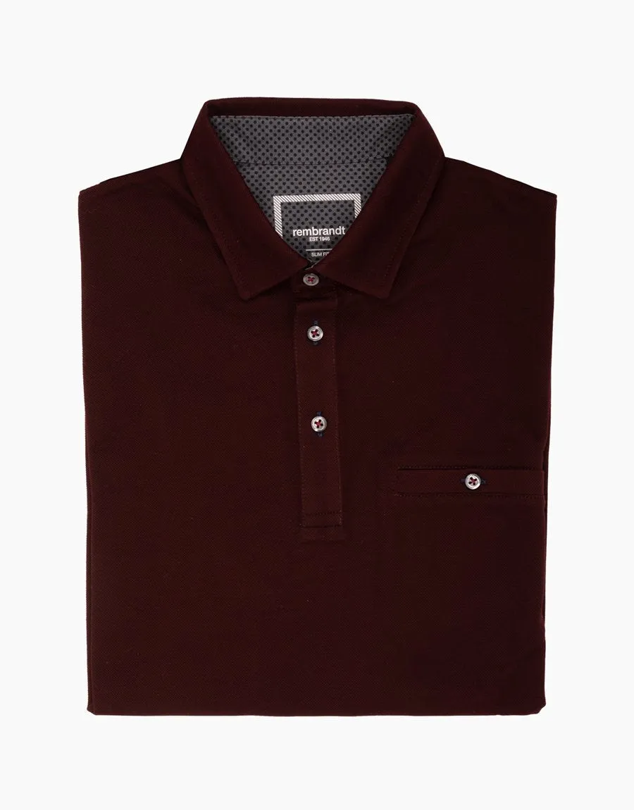 Capri Maroon Long Sleeve Polo Shirt