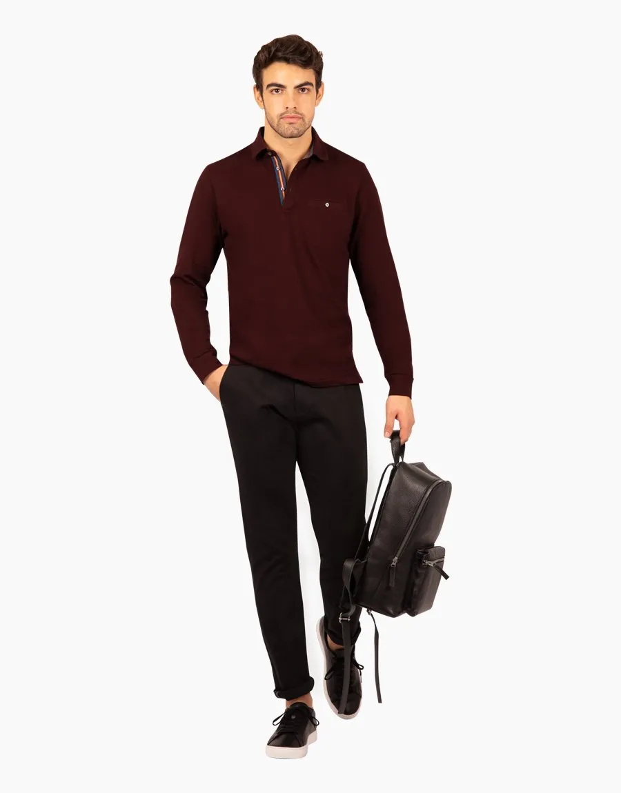 Capri Maroon Long Sleeve Polo Shirt