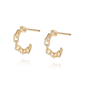 Chain Mini Hoop Earrings 18ct Gold Plate