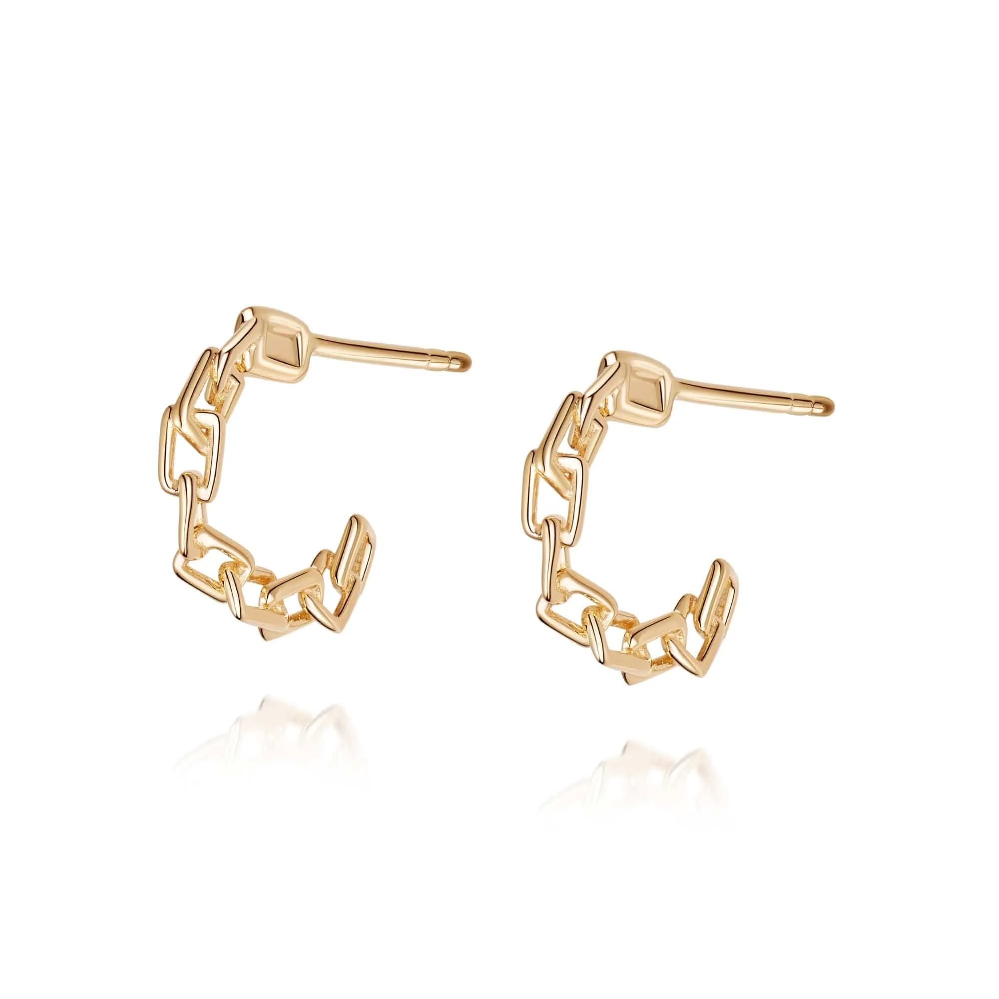 Chain Mini Hoop Earrings 18ct Gold Plate