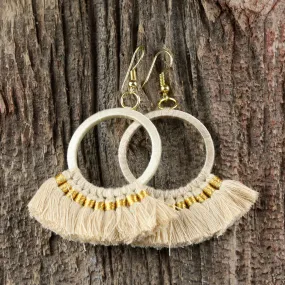 Circle Tassel Earrings - Taupe