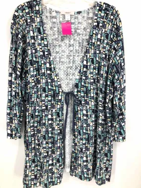 CJ Banks Size 3X Navy/White Print Cardigan