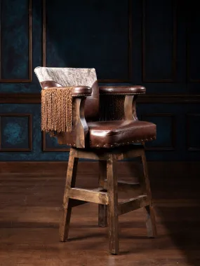 Dark Rum Fringe Leather Yoke Bar Stool