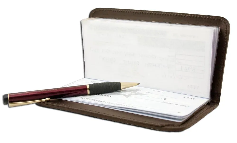 Deluxe RFID-Blocking Leather Check Book Holder - Tan