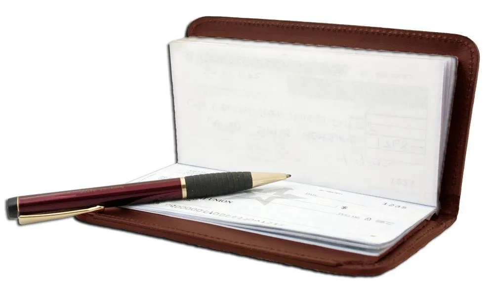 Deluxe RFID-Blocking Leather Check Book Holder - Tan