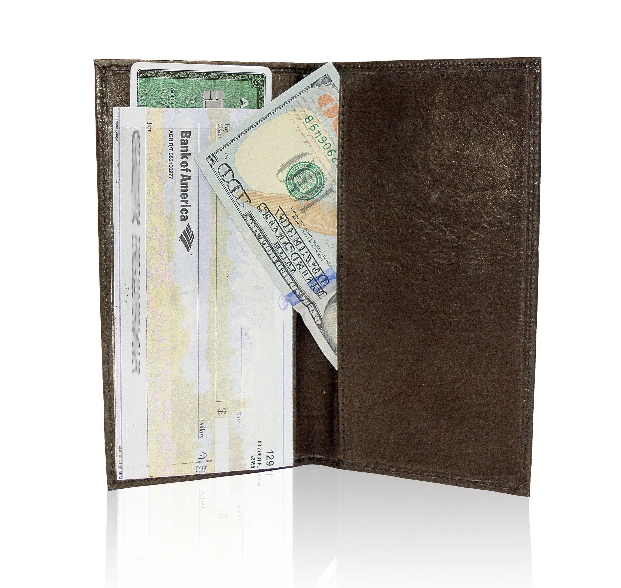 Deluxe RFID-Blocking Leather Check Book Holder - Tan