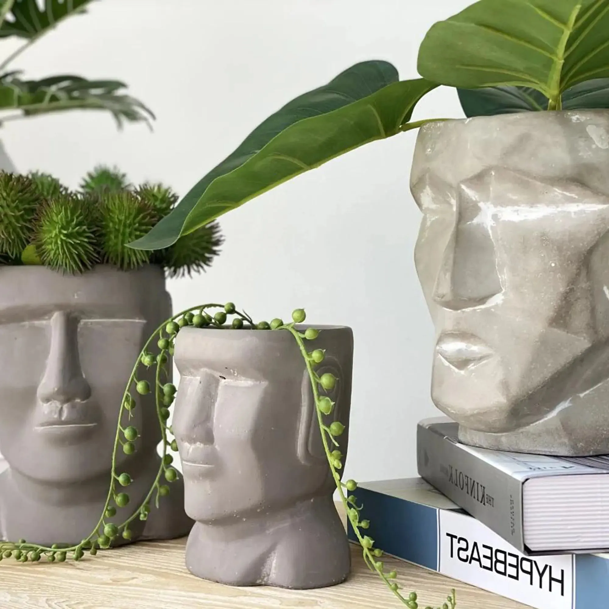 Easter Island Head Cement Pot