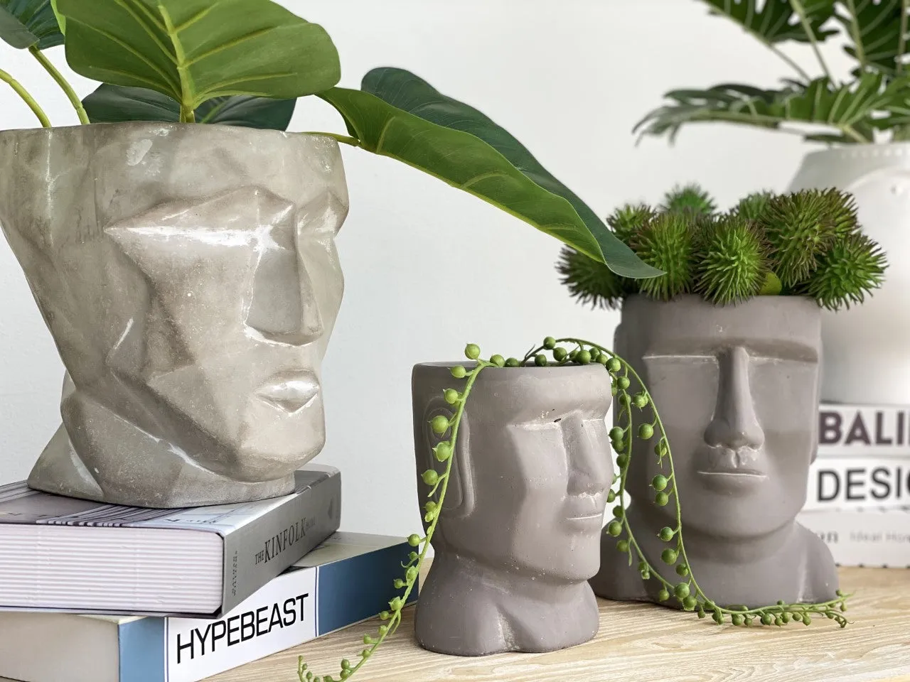 Easter Island Head Cement Pot