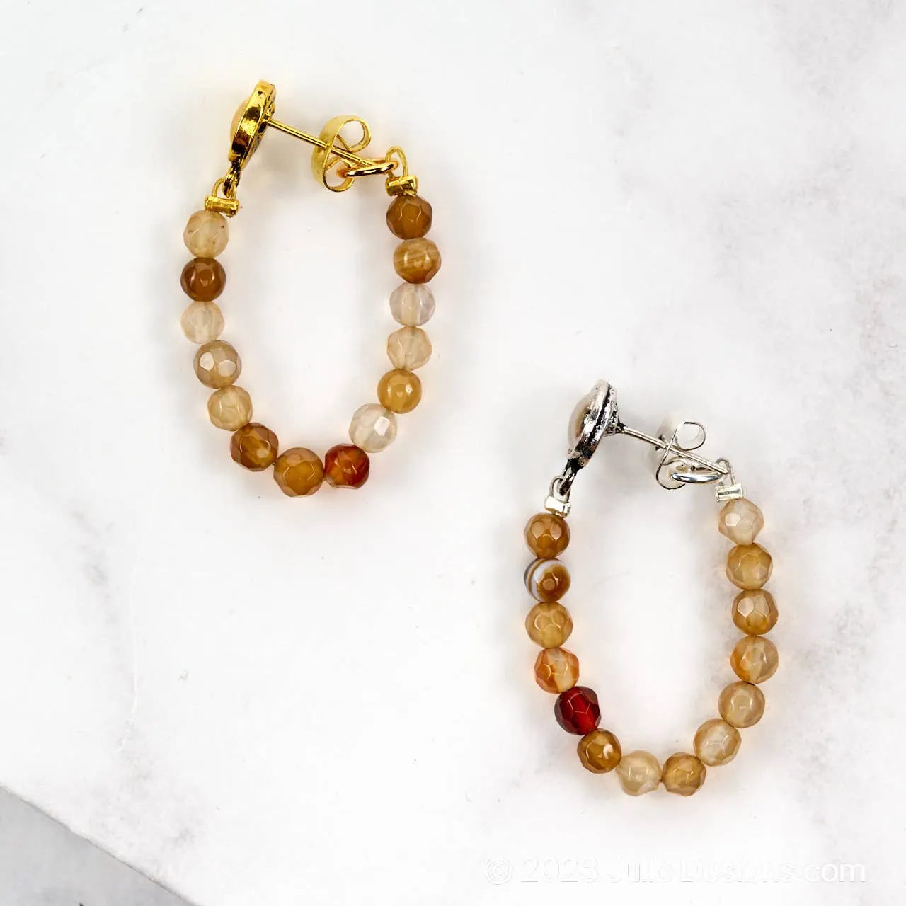 Gemstone Bead Loop Earrings