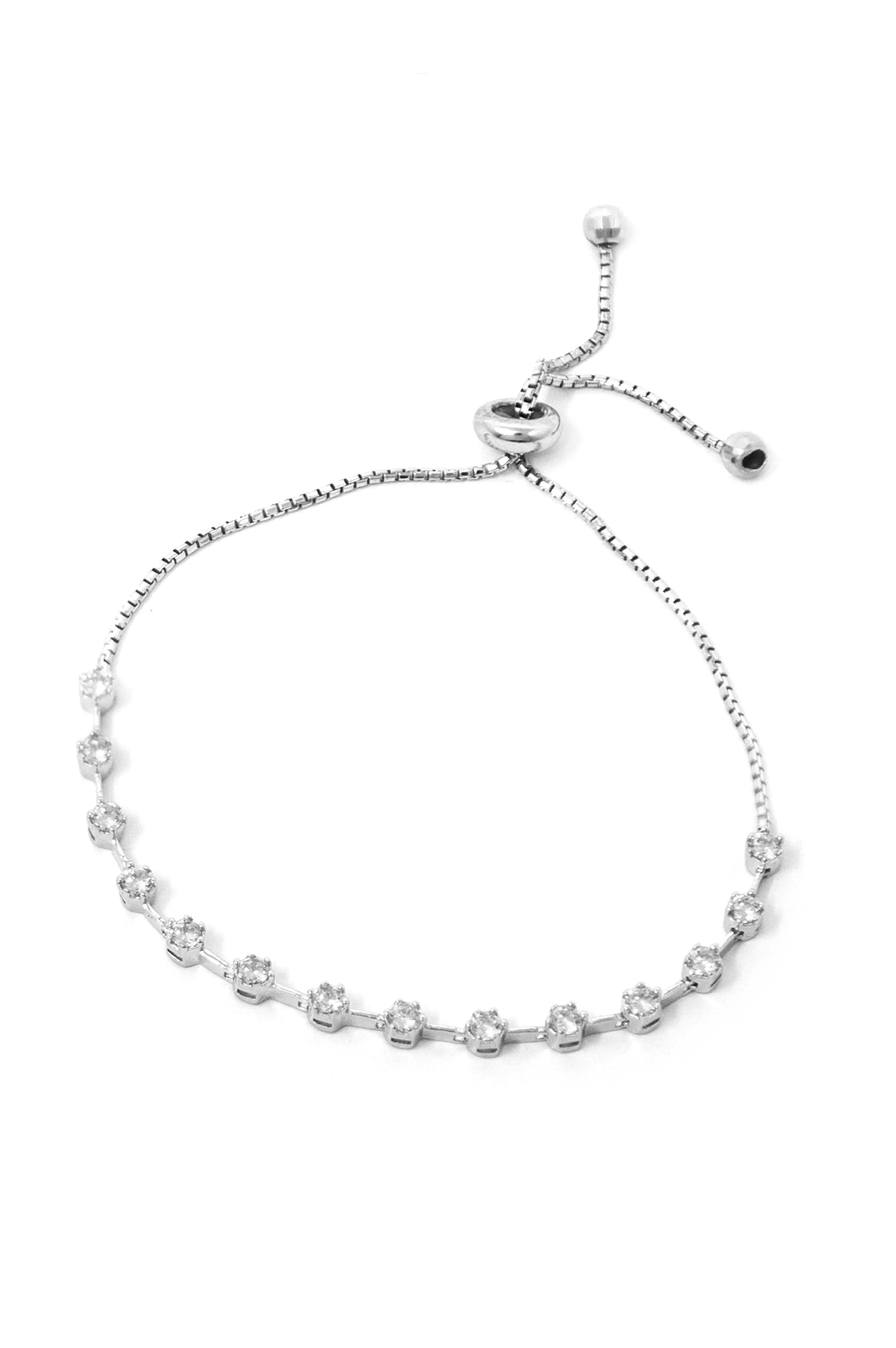 Glittering Arm Candy Sterling Silver Pull Chain Adjustable Bracelet