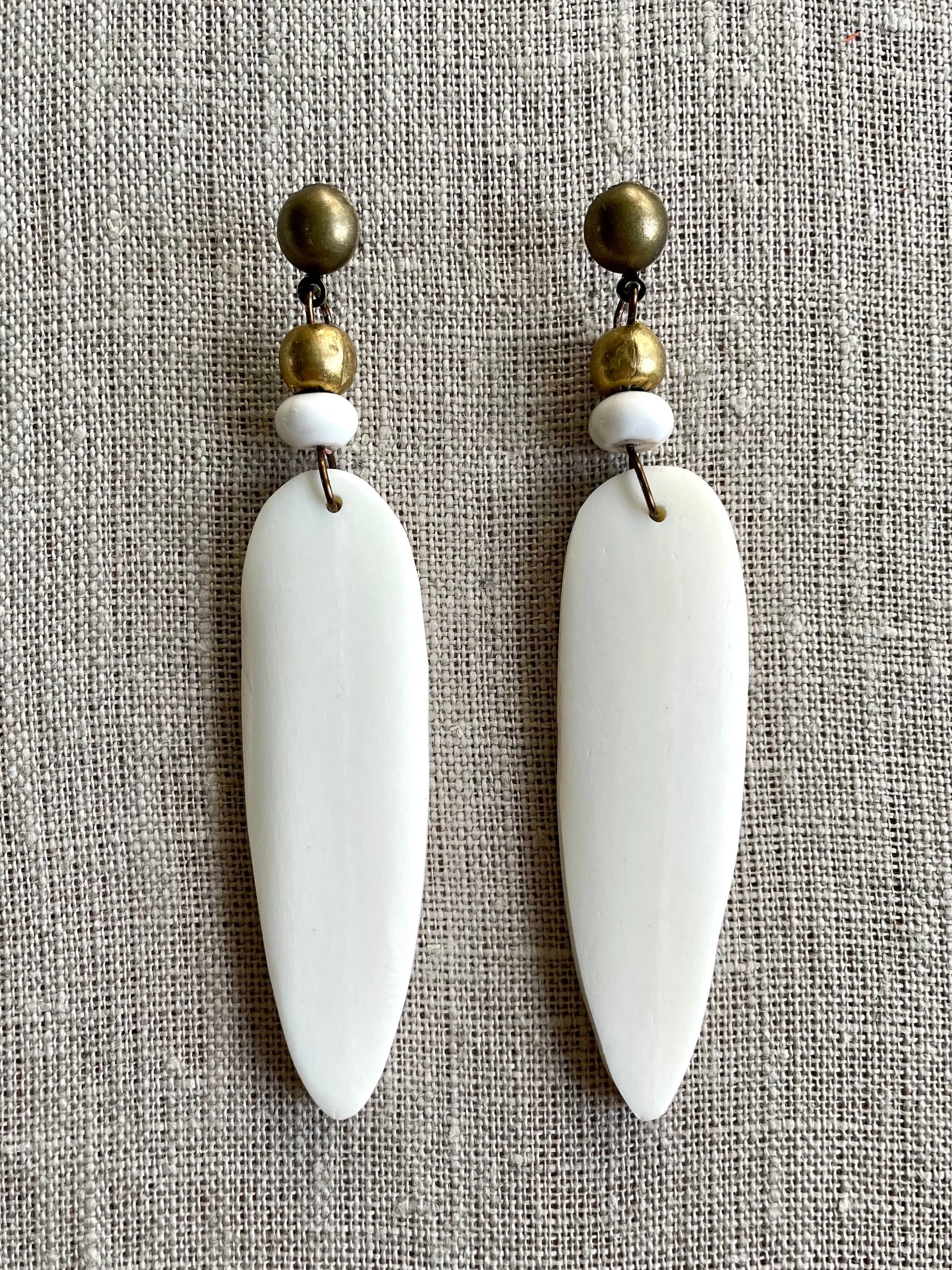 Hand-Carved Bone Arrowhead Earring