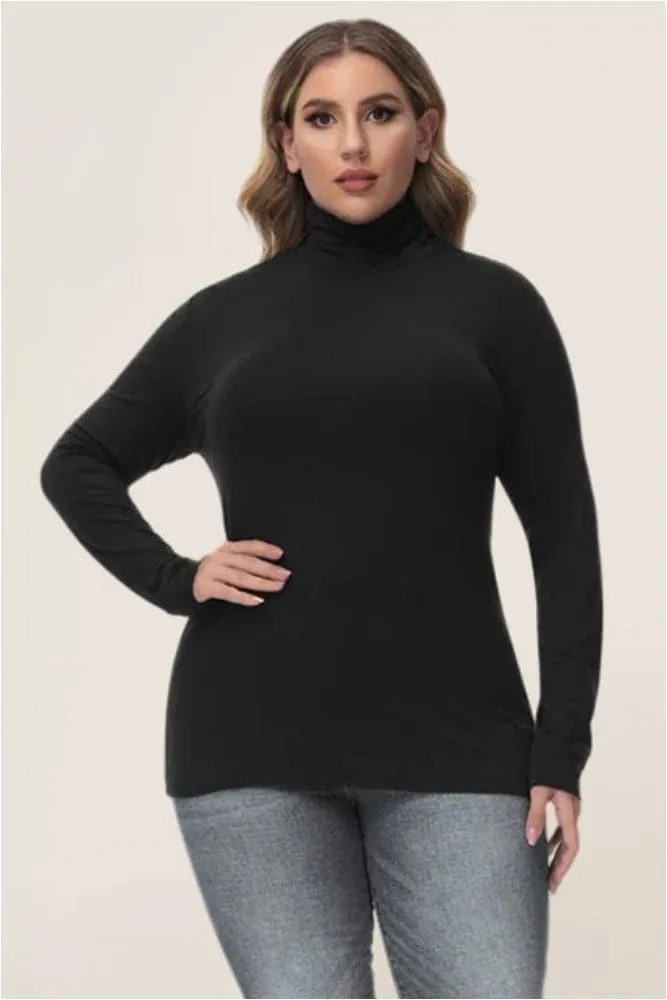 HN High Neck T-Shirt Comfy Slim Fit Long Sleeve Basic Tops