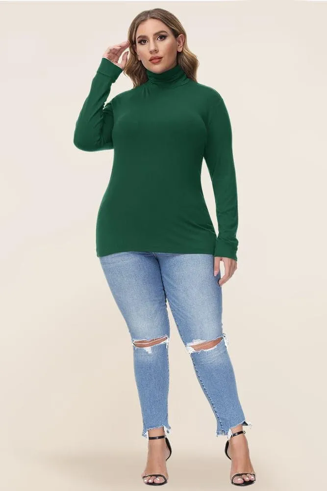 HN High Neck T-Shirt Comfy Slim Fit Long Sleeve Basic Tops