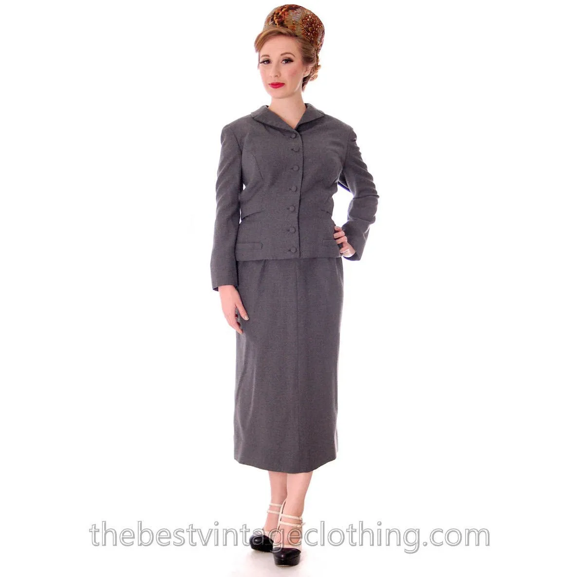 Jablow Suit Vintage 1950s Gray Womens Day Suit Damaged Costume 40-27-41