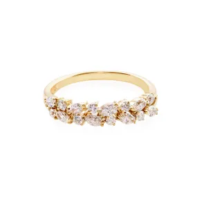 Marquise Cut Diamond and Round Brilliant Cut Diamond Ring in Yellow Gold