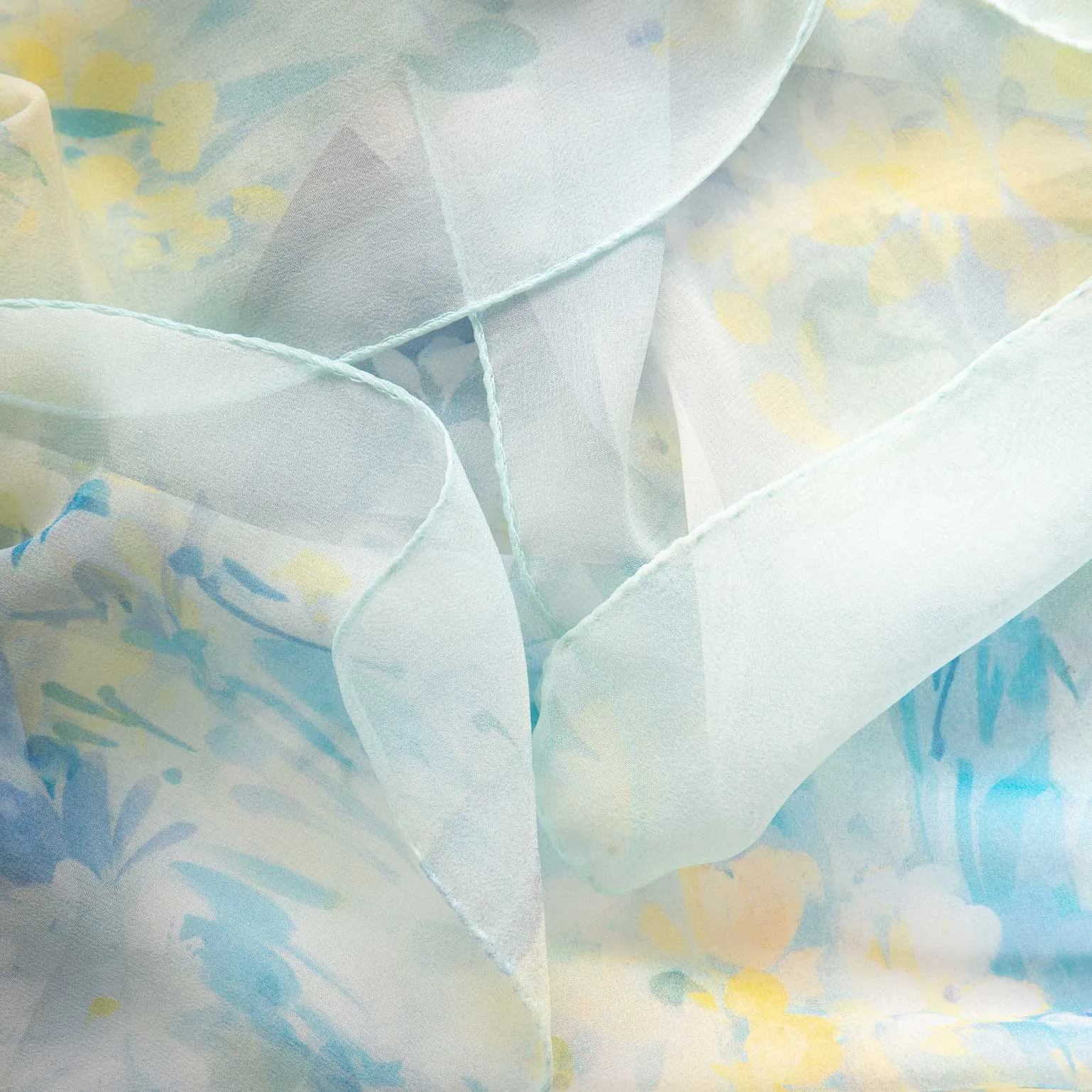 Meadow - Long Sheer Silk Scarf - Sky Blue