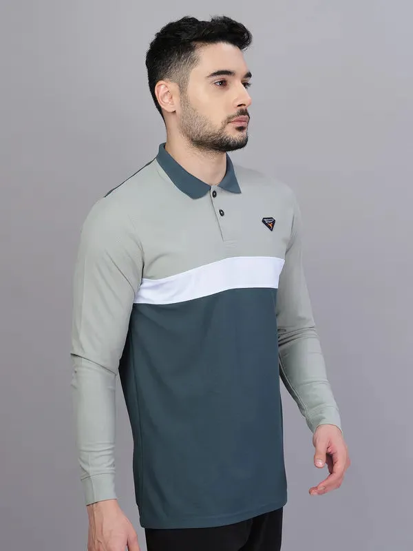 Men Colorblock Slim Fit Polo T-shirt with MATPIQ