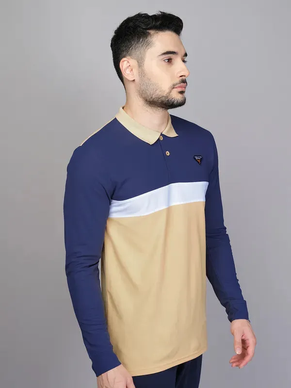 Men Colorblock Slim Fit Polo T-shirt with MATPIQ