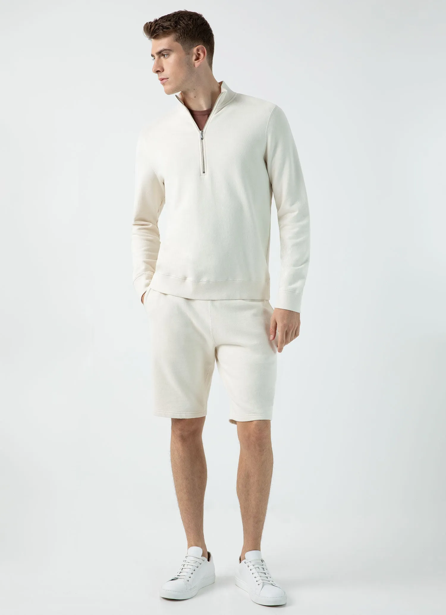 Men's Undyed Half Zip Loopback Sweatshirt in Undyed