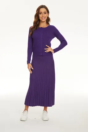 MM RIBBED CARDIGAN - ROYAL PURPLE