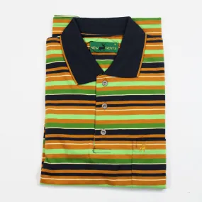 NEW GENTS Green Striped SS Golfer