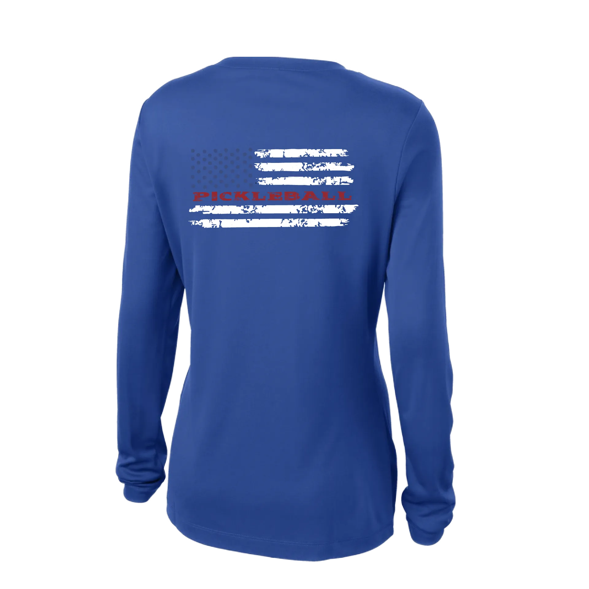 Pickleball Flag Horizontal (Customizable) | Women's Long Sleeve V-Neck Pickleball Shirts | 100% Polyester