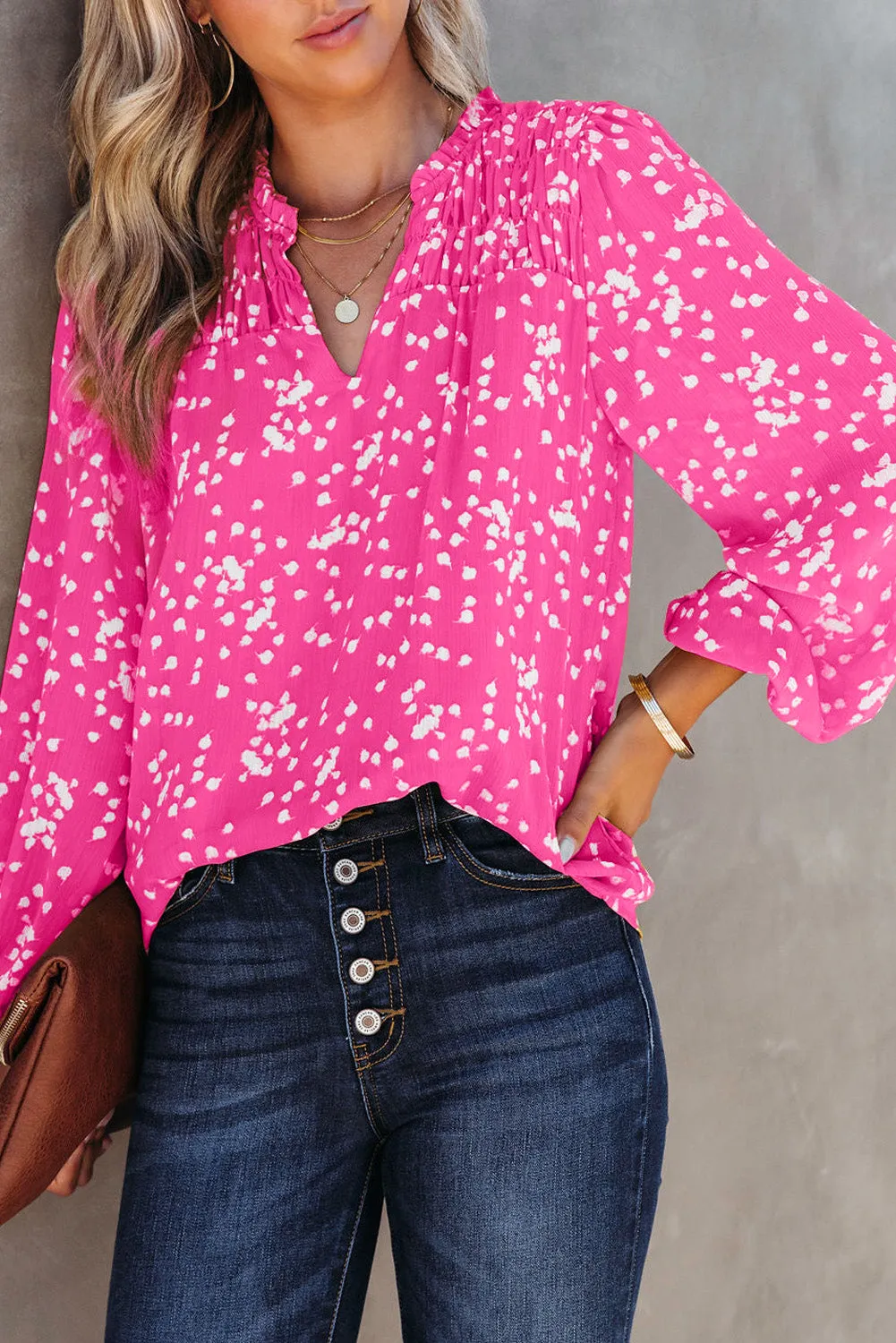 Pink V-Neck Blouse