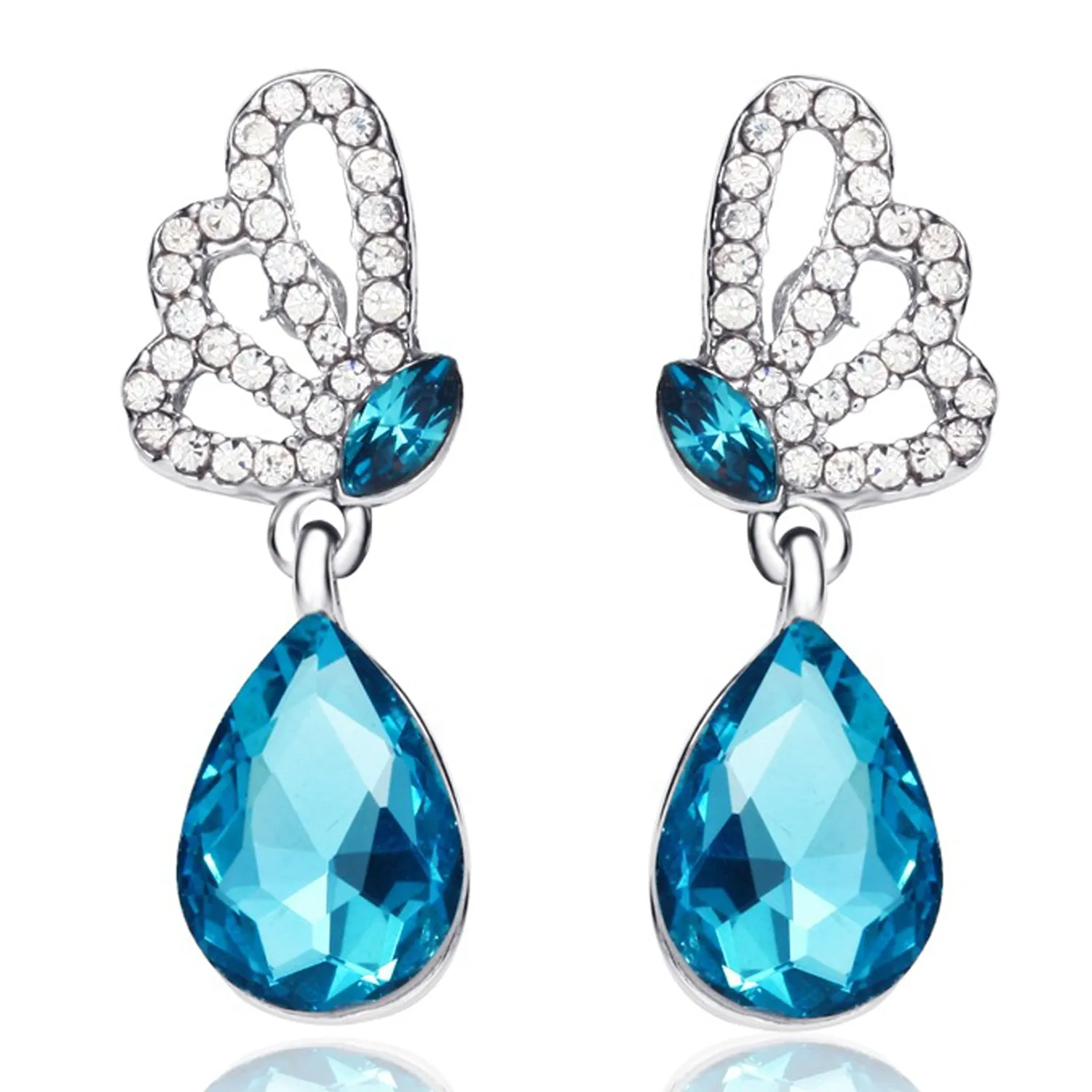 Scintillare by Sukkhi Classy Rhodium Plated Crystals from Swarovski Dangle Pair of 3 Earring Combo For Women