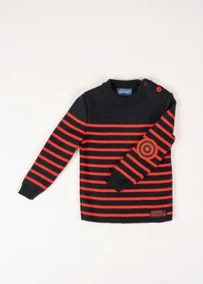 Striped sailor jumper with elbow patches for kids - SAINT JAMES x Comédie Française (NAVY/ROUGE)