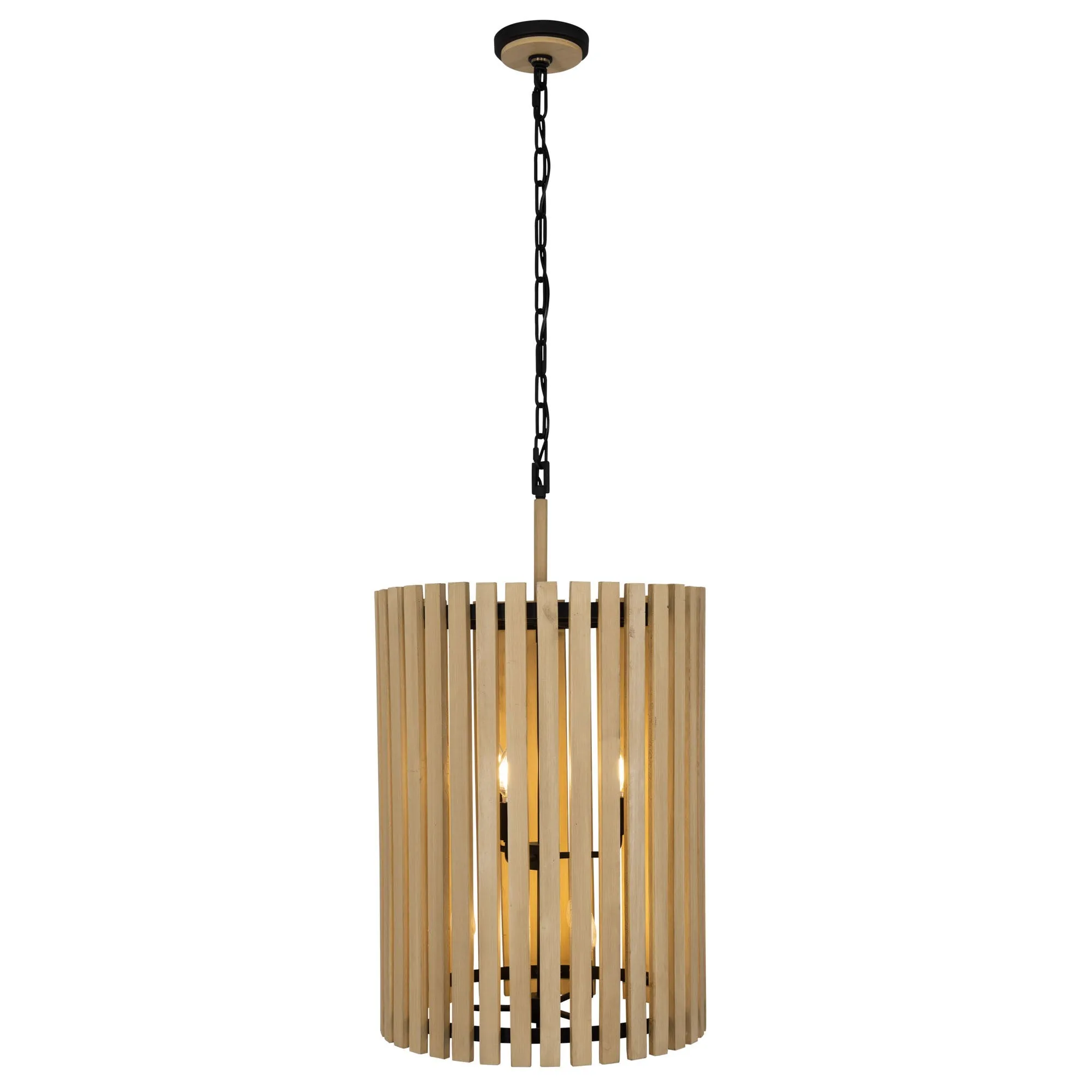 Suratto 387F06MBH 6-Light Foyer Pendant Light - Matte Black/Honey Blonde