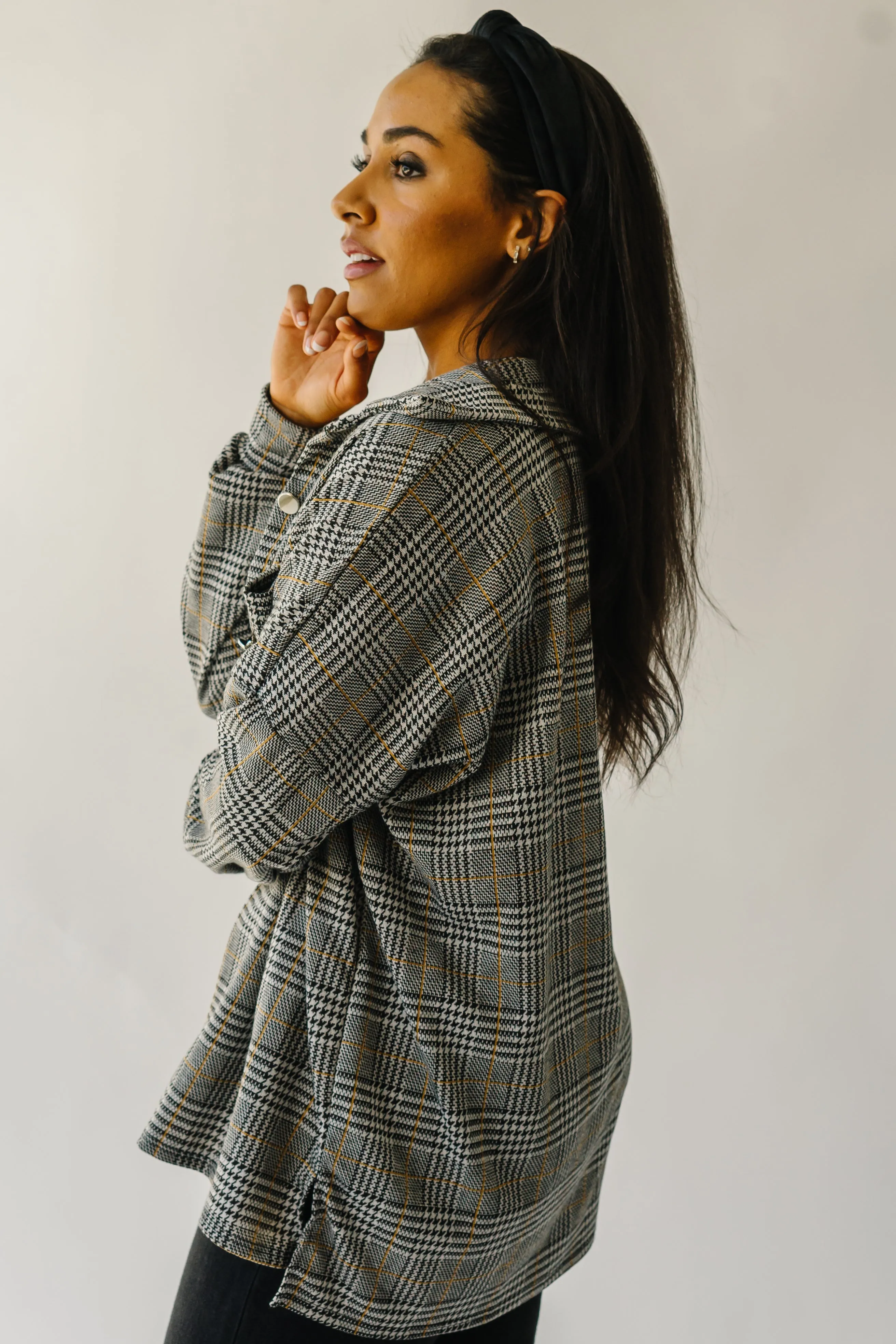 The Manzo Retro Plaid Shacket in Gold