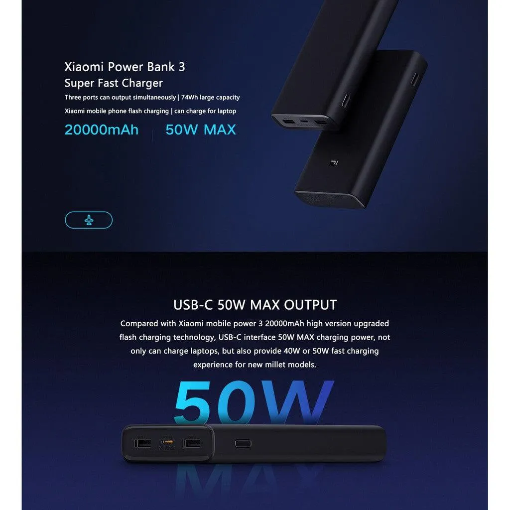 Xiaomi 20000mAh Power bank 3 Pro